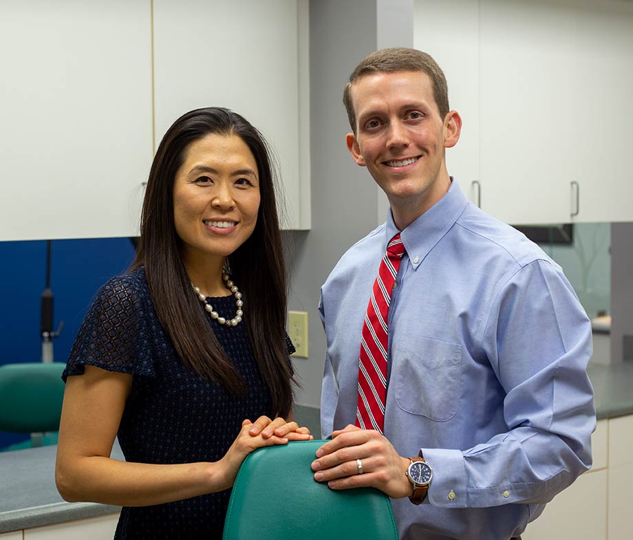 Dr. Neill and Dr. Lee in an operatory at Raleigh Family Orthodontics.